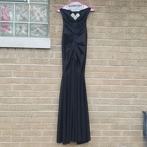 Black Satin and Mesh Mermaid Gown
